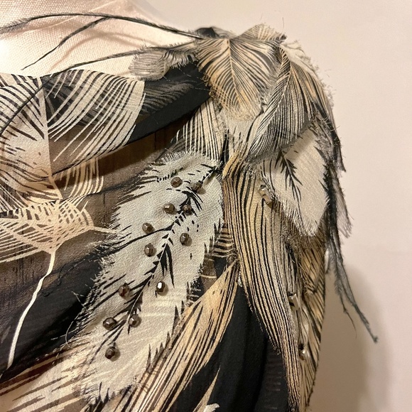 New! Diane Von Furstenberg brown and ivory feather silk dress, size 6 - Picture 3 of 10